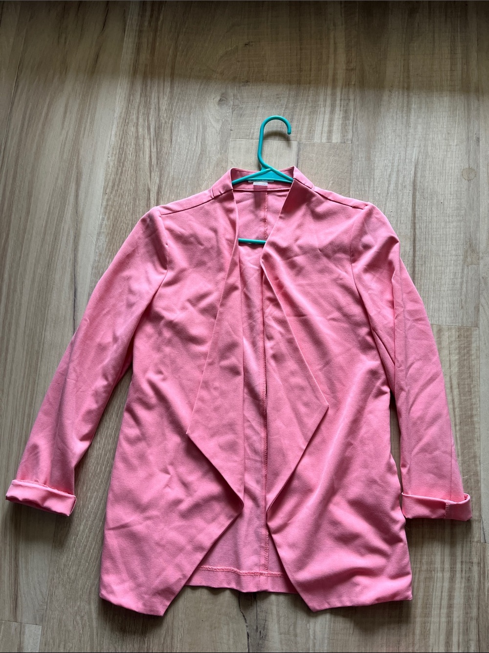 VENUS Coral Pink Open-Front Draped Blazer